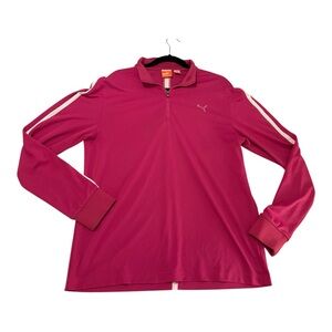Puma 1/4 Zip Pullover Long Sleeve Top Pink Sport Lifestyle Medium Dry Cell Golf.